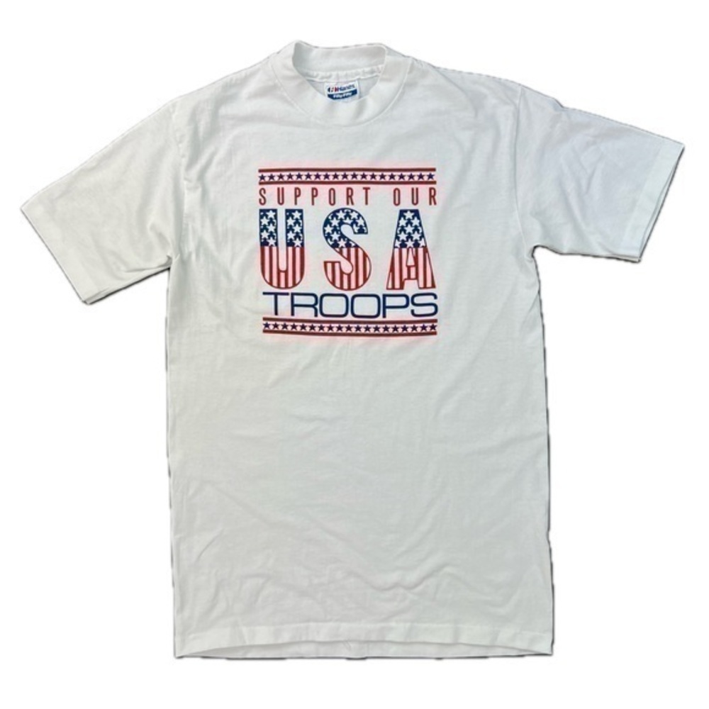 1990s Vintage Single Stitch USA SUPPORT OUR TROOPS Tee Shirt